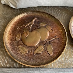 Pair Of Vintage Syroco Wood Wall Decor Plate W/Apples From Syracuse, NY 9.5 In.