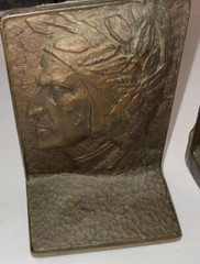 Dante Native American Indian Bookends Francis West Signed Brozne Arts & Crafts