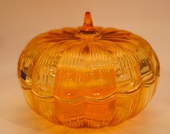Marquis By Waterford Crystal 8″ Orange Pumpkin Candy Dish/Bowl Made In Germany