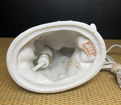 Porcelain Parian Ware Mother & Child Figure Reading Night Light White Works