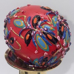 SIGNED Nannette Fenn “Eggs”traordinaire Designs Floral Faberge Inspired Egg USA