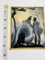 Vintage Pair of Reverse Painted Convex Bubble Glass Courting Couple Pictures