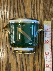 Vintage LIMOGES FRANCE Hand Painted Porcelain NAPOLEONIC Cachepot Green gold