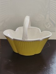 922. Fitz And Floyd Yellow Ceramic Basket, 1975