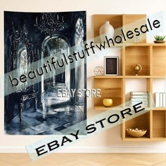Gothic Hallway Wall Hanging Tapestry Dark Arches 39X59 in
