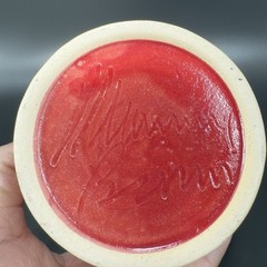 Vintage Hand Made Studio Art Pottery Vase Bottle Small Mouth Red Glaze Signed