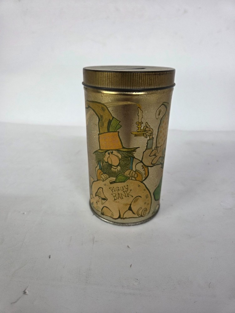 Vintage 1980s HALLMARK Tube Tin MAD MONEY Piggy Bank Coin Holder Retro
