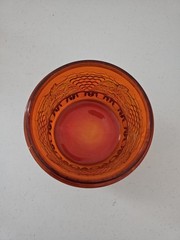 Orange Grapevine Pattern Lidded Candy Dish Vintage -Excellent Condition 10″ x 5″