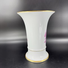 1975 Hochst German Vase Magenta House Church with Gold Trim Germany Porcelain