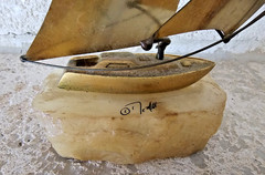 Demott 1975 Vintage Brass Sailboat Nautical Boat on Marble Base Artist Signed