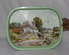Old Plate Serving Litho Print Village Scenery Tray Vintage Wall Décor 10478