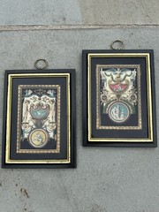 Pair of Vintage Reverse Painted Neoclassical Greek Roman Mythology Wall Decor