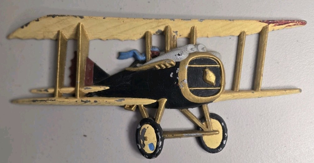 HOMCO USA Airplane 1975 Vtg Cast Metal Wall Art Decor Biplane Aviation 1232-BX-C