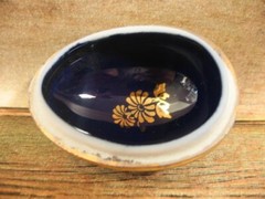Limoges Porcelain Castel Egg Trinket Dish Colbalt Blue Gold France