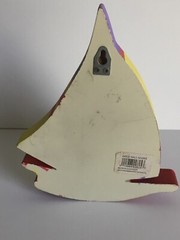 Beachcombers Nautical Sail Boat Single Wall Mount Hook Painted Wood 7.5″Tx6.5’W