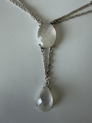 Vintage Silver Noav rhinestone station Y Necklace 18″