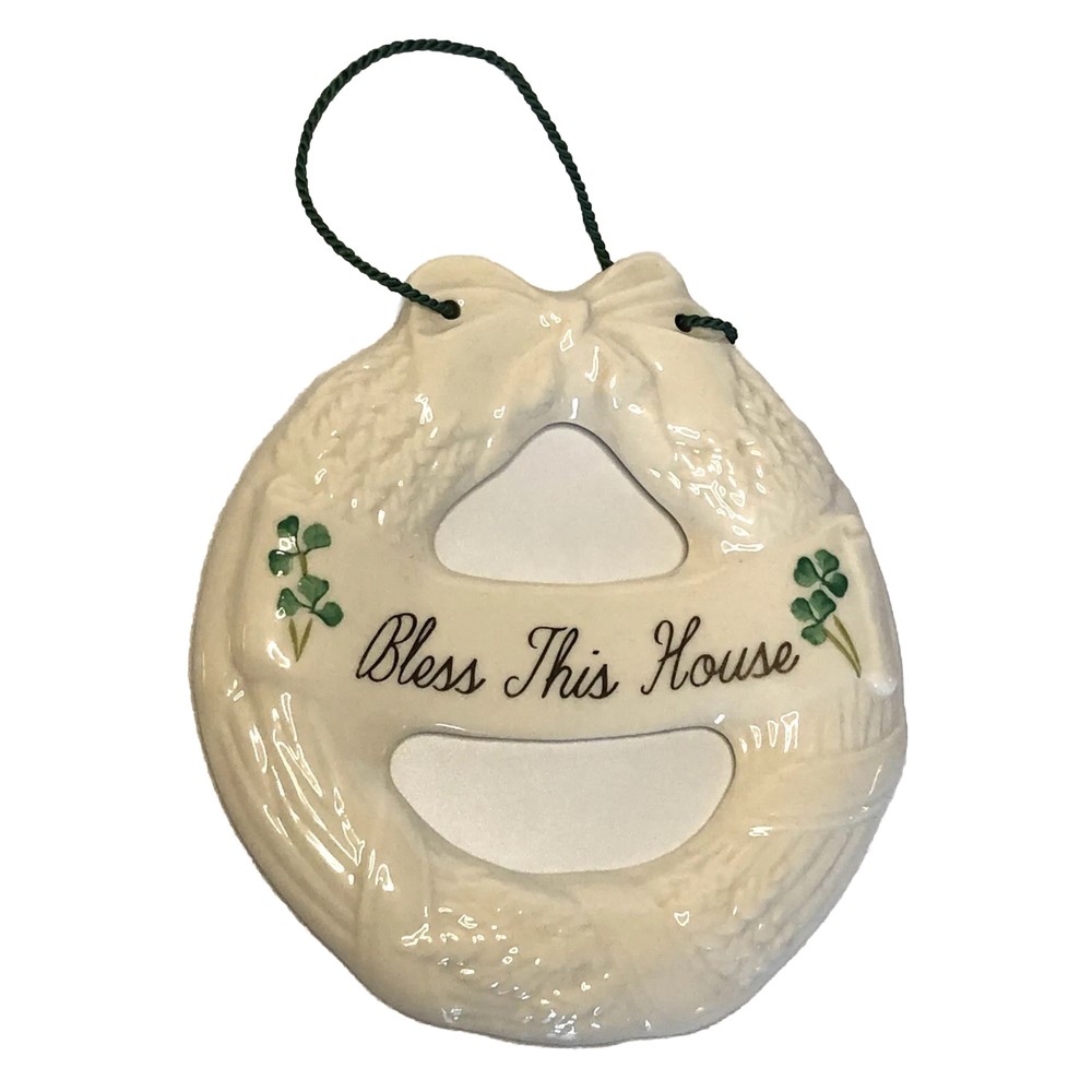 Belleek Fine Parian China Wreath “Bless This House” Hand Crafted in Ireland