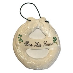 Belleek Fine Parian China Wreath “Bless This House” Hand Crafted in Ireland