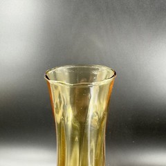 Vintage Venetian Amber Art Glass Vase With Made In Italy Sticker Footed Vase VTG
