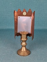 Copper Bella Luz Studios Luminette Nighlight Cover on a Brass Candlestick 7.25″