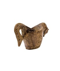 Vtg Mid-Century Hand-Carved Norwegian Viking Wooden Horse Ale Bowl Kasa Olhest