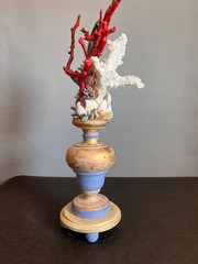 Vintage Italian Baroque Grotto Style Giltwood Faux Red Coral & Driftwood Article