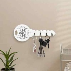 1pc Rustic Wooden Wall Mounted Key Rack with Shelf and Hooks – MWM290579