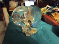 Crystal Elephant Signed 4″ tall x 5″ wide – unknown signature – DEL