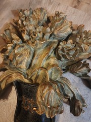 2 Italian Floral Urn Wall Swag Hanging Wall Plaque
