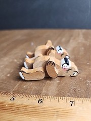Small Mini Vintage Wooden Bears Miniature 2” Unbranded Hand Painted Lot Of 2