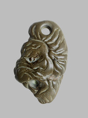 300 BC Ancient Roman Carved Engraved Gemstone Pendant Medallion Amulet Lion Head