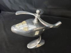 Vintage Modernist Metal & Capiz-Shell Helicopter Sculpture
