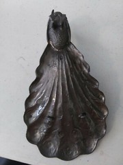 RARE Vintage Metal Table Top Peacock Decor Key Holder shelf #17