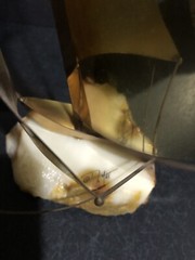 DEMOTT Signed Brass Sailboat On Onyx Base Sculpture Mid Century Modern 15” Tall