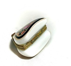 France French Limoges Floral Purse Satchel Bag Trinket Box Peint Main Limoge