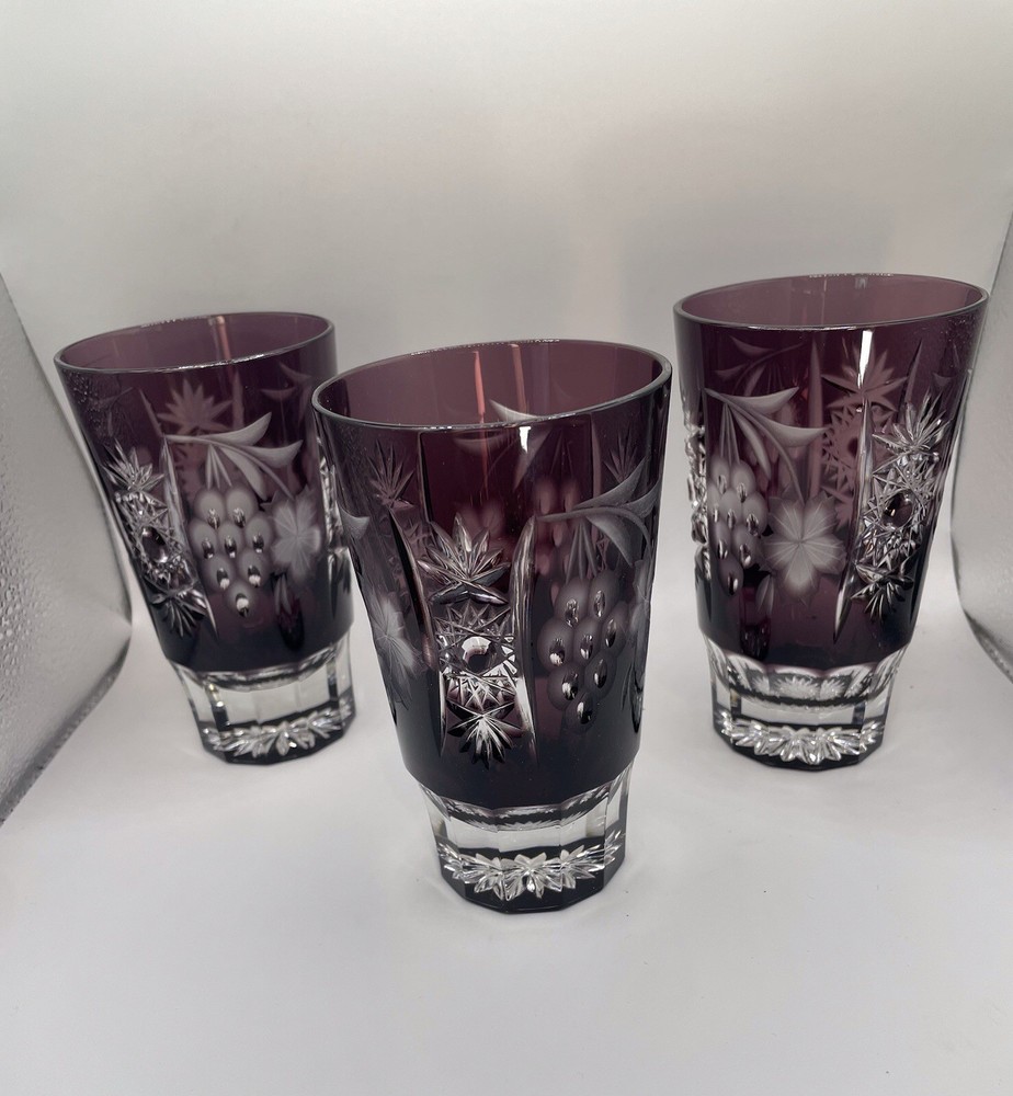 Ajka Marsala Collection Cut crystal set of three