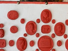 #1013 Grand Tour Revival Neoclassical Vintage Red Plaster Cast Waxed Intaglio Ar