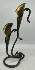 Jack Brubaker Signed, Brutalist Calla Lily Candleholders, Flowers
