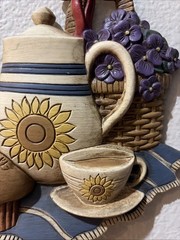 Vintage Home Interiors Plastic Wall Plaque Cottagecore Teapot Made In USA
