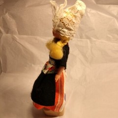 Souvenir Plastic Doll Sleep Eyes Traditional Dutch Folk Costume Wooden Shoes