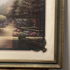 Home Interiors Picture Courtyard Picture Brass Frame Matted 27″x23 NVP