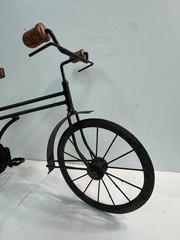 Large 19″ L Collectible Wooden & Wrought Iron Bicycle Model Black Vtg WORKS!
