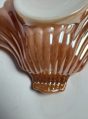 Vintage Carnival Glass Shell Lusterware Peach-Orange Candy Dish Trinket Keys