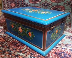 SCANDI BOX vtg swedish jewelry chest scandinavian denmark wood painting norway
