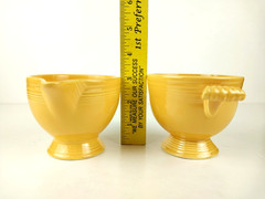 Vintage Fiesta HL Made in USA Yellow Open Sugar Bowl & Creamer 1938-1969