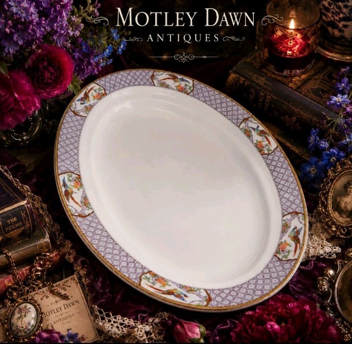 A Birdsong From Another Century Antique W. H. Grindley 12” Serving Platter C1908