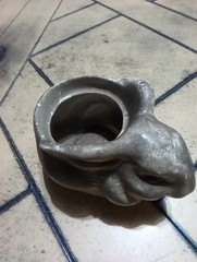 Vintage Avon Gray Bunny Rabbit Planter Hand Painted In Brazil 7″