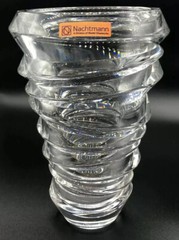 9 1/2 ” Nachtmann Clear Lead Crystal Vase Germany Looks Like A Tornado Fun