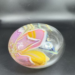 1985 Glasshouse Studios Signed Hand Blown Art Glass Oil Lamp Vase Paperweight