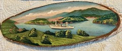 Panama Canal Wall Wood Slice Lot of 5 Decor 3D Relief Carved Painted Scenes